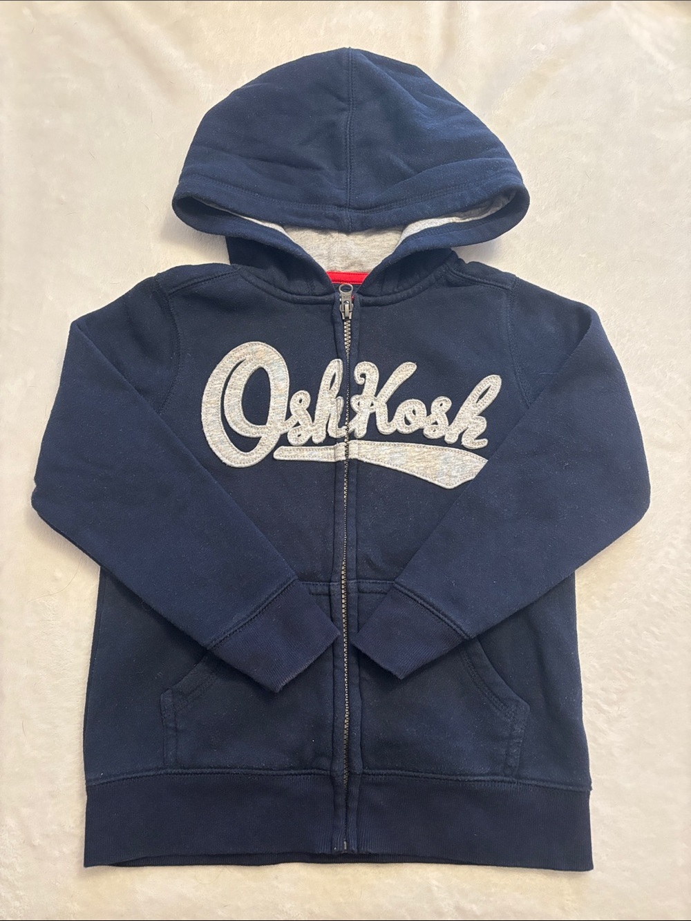 OshKosh B'gosh Navy Zip-Up Hoodie with Gray Script
